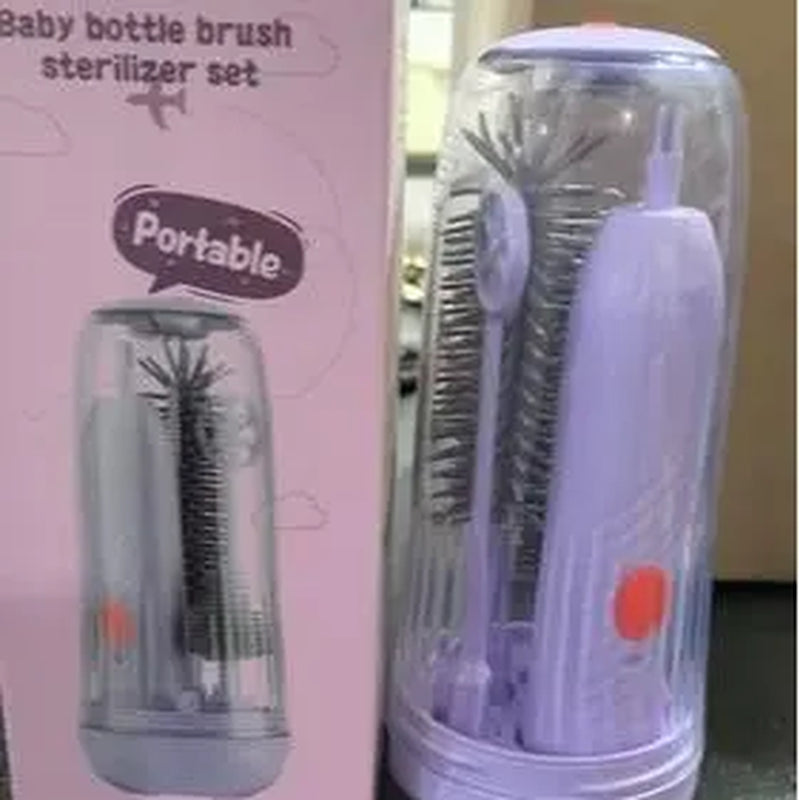Electric Baby Bottle Brush Cleaner 360° Rotating Rechargeable Bottlewasher - Portable Kit with Food-Grade Silicone Brushes, Nipple Brush, Straw Cleaner, Drying Rack & Organizer, IPX7 Waterproof, 6-Piece Set