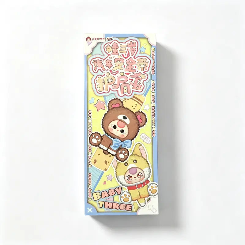 Brand New 3-Car Seat Belt Shoulder Blind Box - Cutecore Collectible Durable Soft Fluffy Kawaii Cute Stuffies, Animal Faces Character Series, Baby Gift, 9.7Cm Width, 100×83×250Mm, 14.5Kg, 96 Pcs per Carton, Stuffed Animal Collectibles