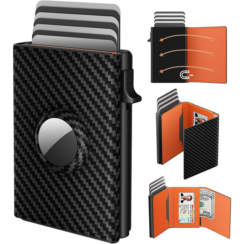 Men's Oil Wax Three Fold Swiping Automatic Men's Wallets