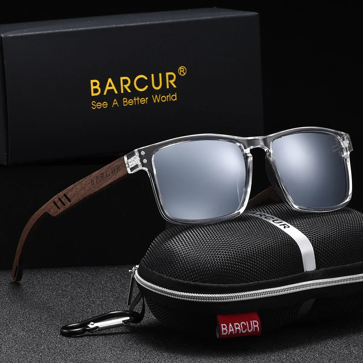 BARCUR Handmade Polarized Wooden Trendy Sunglasses for Men and Women – Vintage Style Square Frame UV400 Mirror Lenses Lightweight Polycarbonate Eyewear with Full Gift Packaging – Ideal Present for Summer Outdoor & Travel Lovers