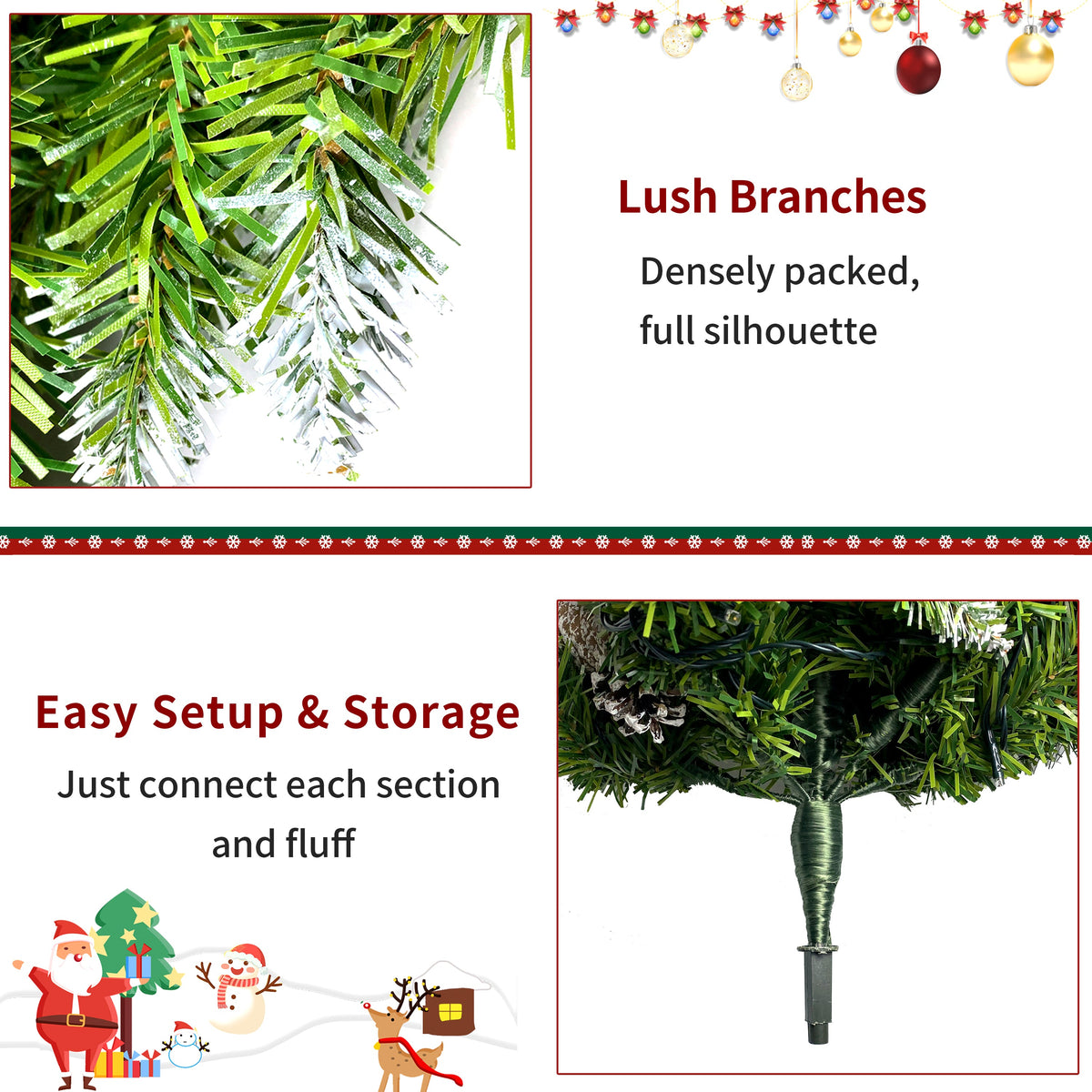 Pre-Lit Christmas Tree 4-Piece Set with LED Lights - Green