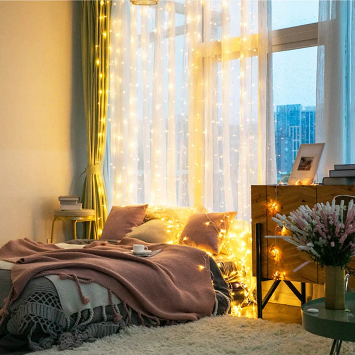 3M 300 LEDs String Curtain Light with Remote
