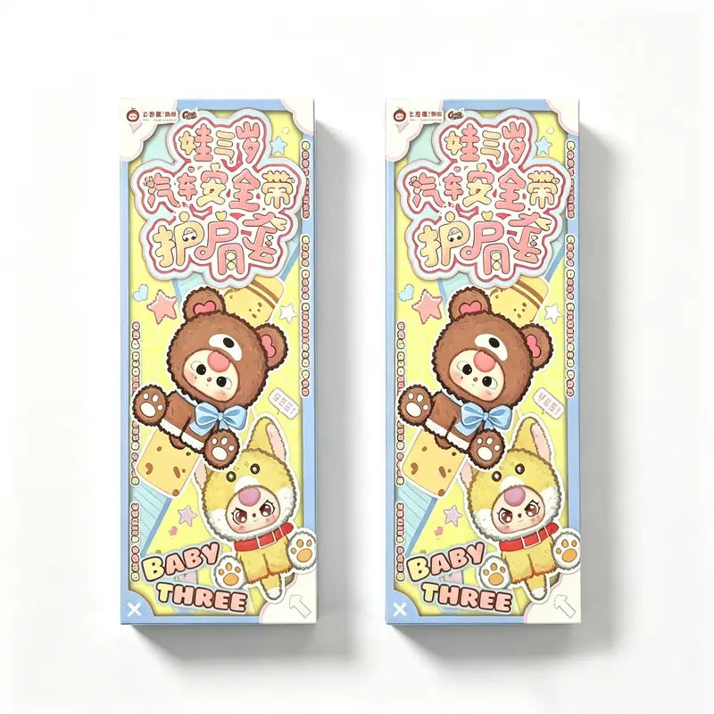 Brand New 3-Car Seat Belt Shoulder Blind Box - Cutecore Collectible Durable Soft Fluffy Kawaii Cute Stuffies, Animal Faces Character Series, Baby Gift, 9.7Cm Width, 100×83×250Mm, 14.5Kg, 96 Pcs per Carton, Stuffed Animal Collectibles