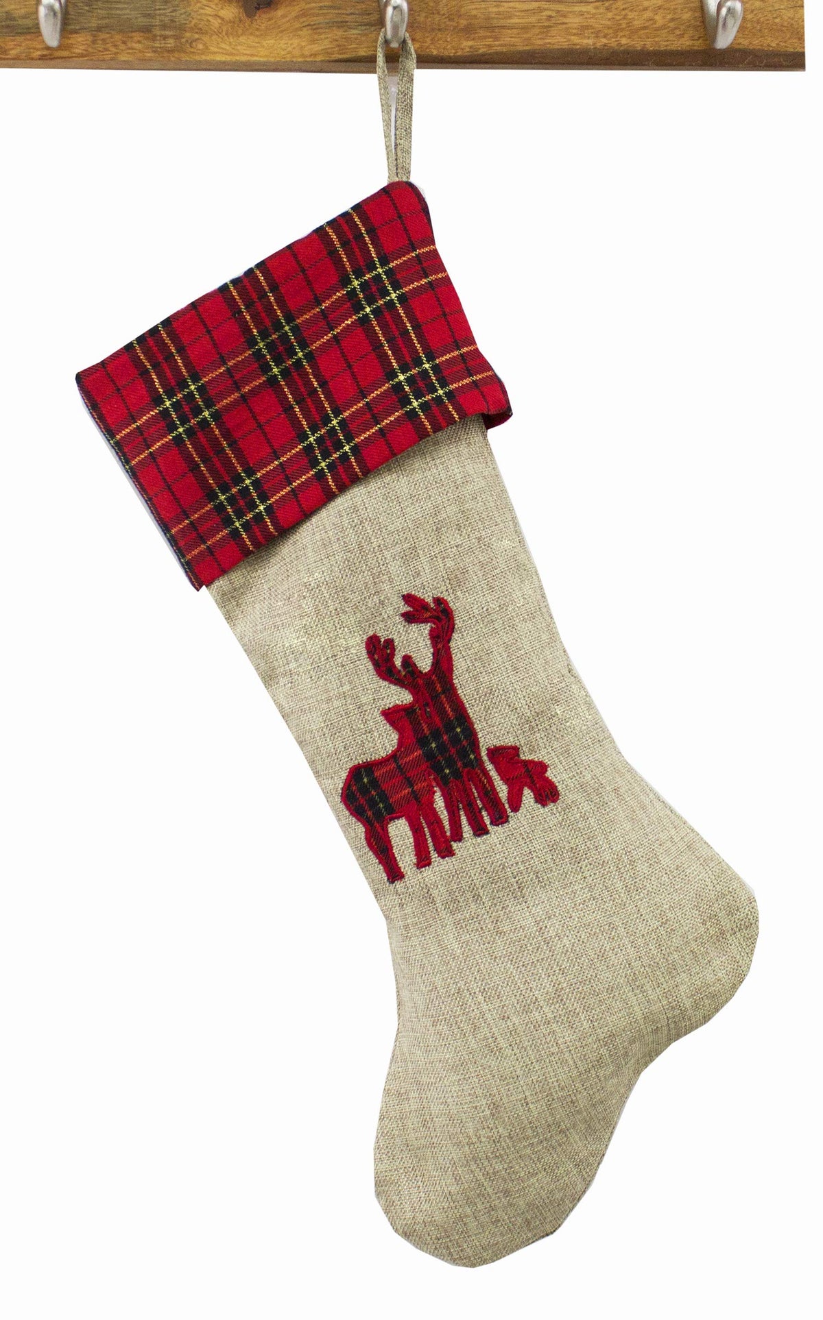 Fennco Styles Holiday Deer Family Tartan Plaid Ruffle Christmas Tree Skirt