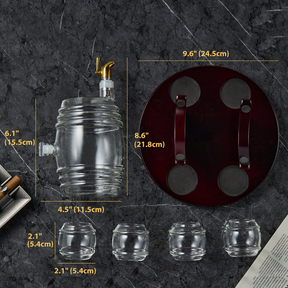 Barrel Whiskey Decanter Set