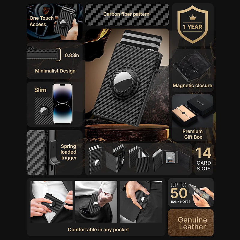 Men's Oil Wax Three Fold Swiping Automatic Men's Wallets