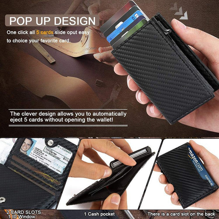 Men's Leather Aluminum Alloy Box Clamp Double Men's Wallets