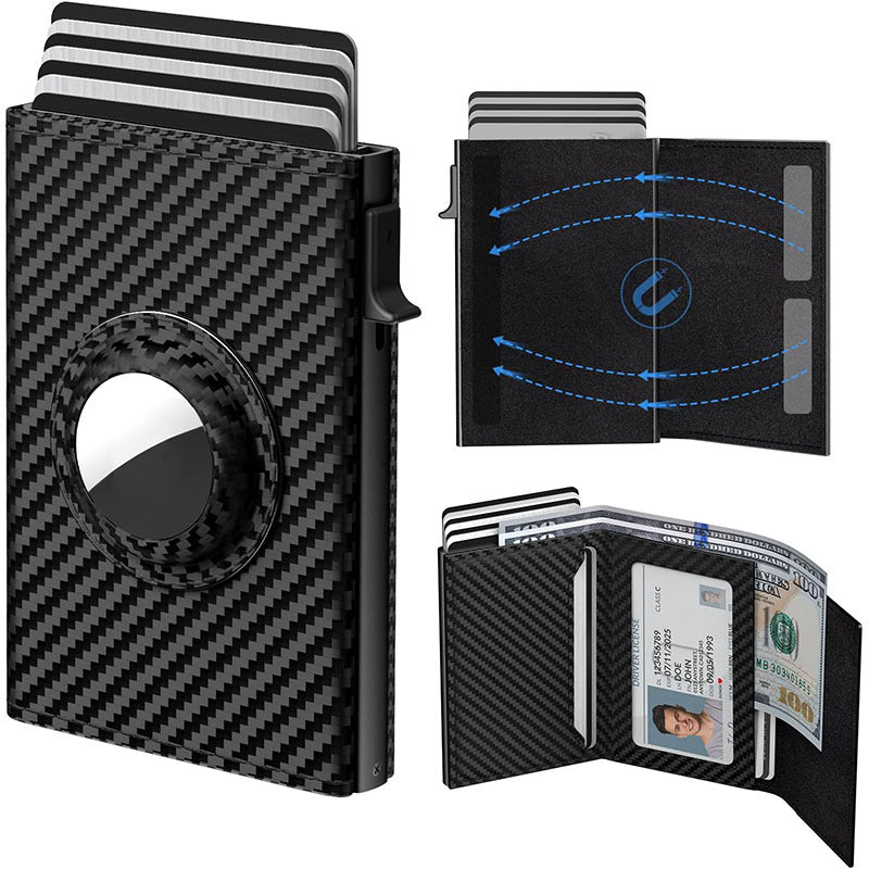 Men's Oil Wax Three Fold Swiping Automatic Men's Wallets