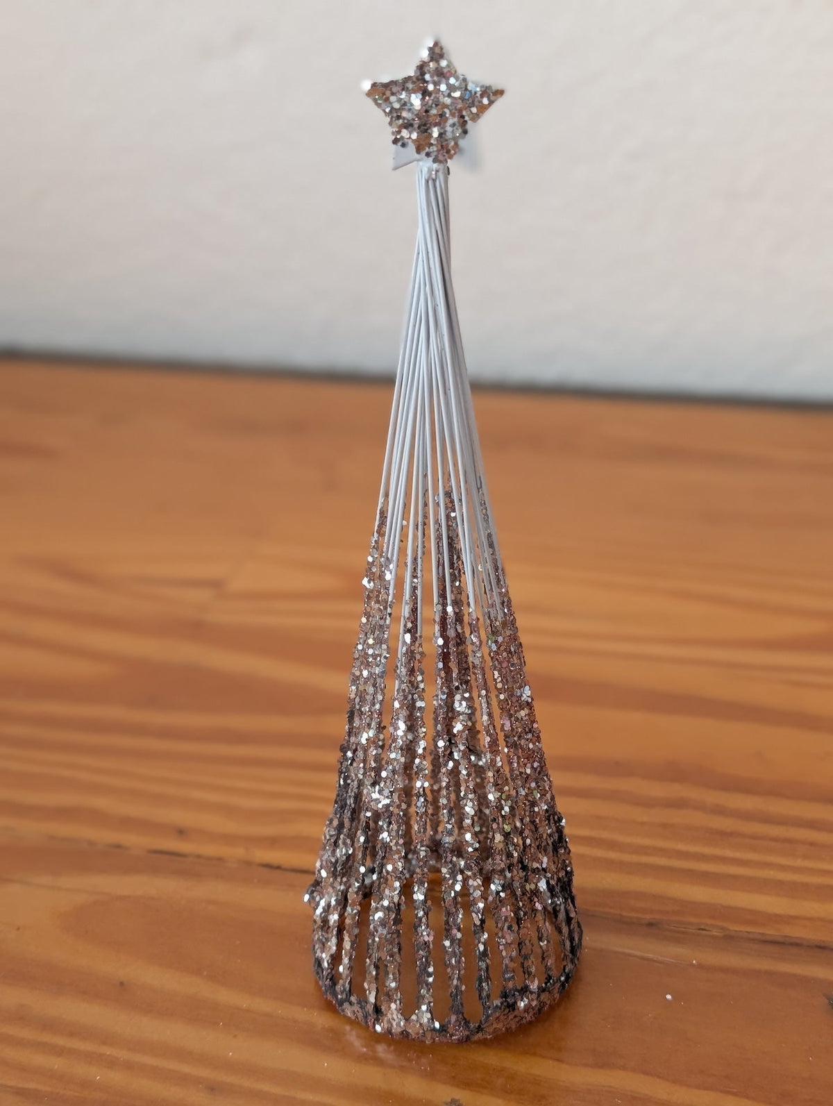 Glitter Wire Cone Tree from Unknown -  Holiday Decor (Wire, Plastic, Glitter Decor, Modern, Glam, Minimalist, Silver, Bronze)