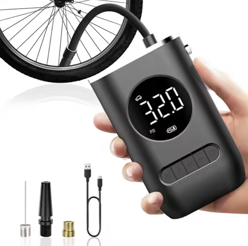 🛞 Portable Wireless Digital Tire Inflator – Multifunctional Electric Air Pump for Cars, Motorcycles, Bikes &amp; More (150 PSI | 2000mAh Dual Battery)
