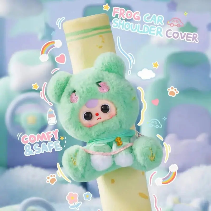 Brand New 3-Car Seat Belt Shoulder Blind Box - Cutecore Collectible Durable Soft Fluffy Kawaii Cute Stuffies, Animal Faces Character Series, Baby Gift, 9.7Cm Width, 100×83×250Mm, 14.5Kg, 96 Pcs per Carton, Stuffed Animal Collectibles